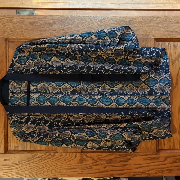 Guess Python Blue and Cream Drape Open Front Kimono Size Women's M - Picture 4 of 7